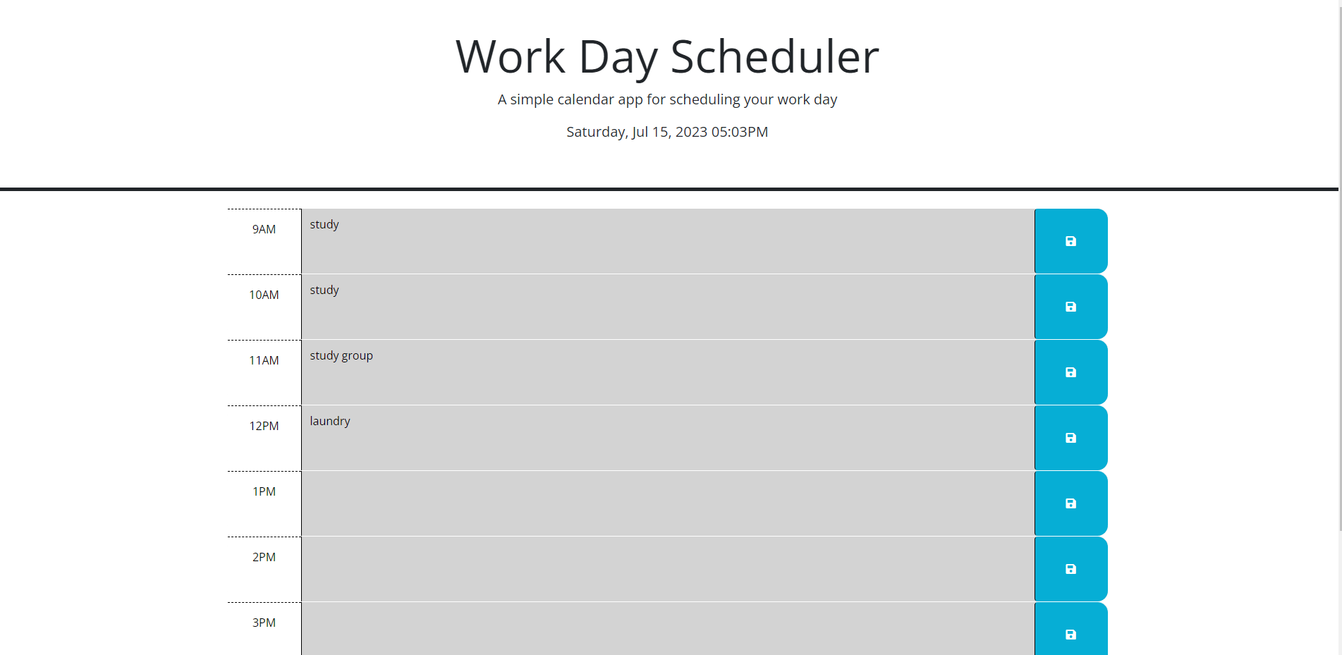 Calendar Website Screenshot
