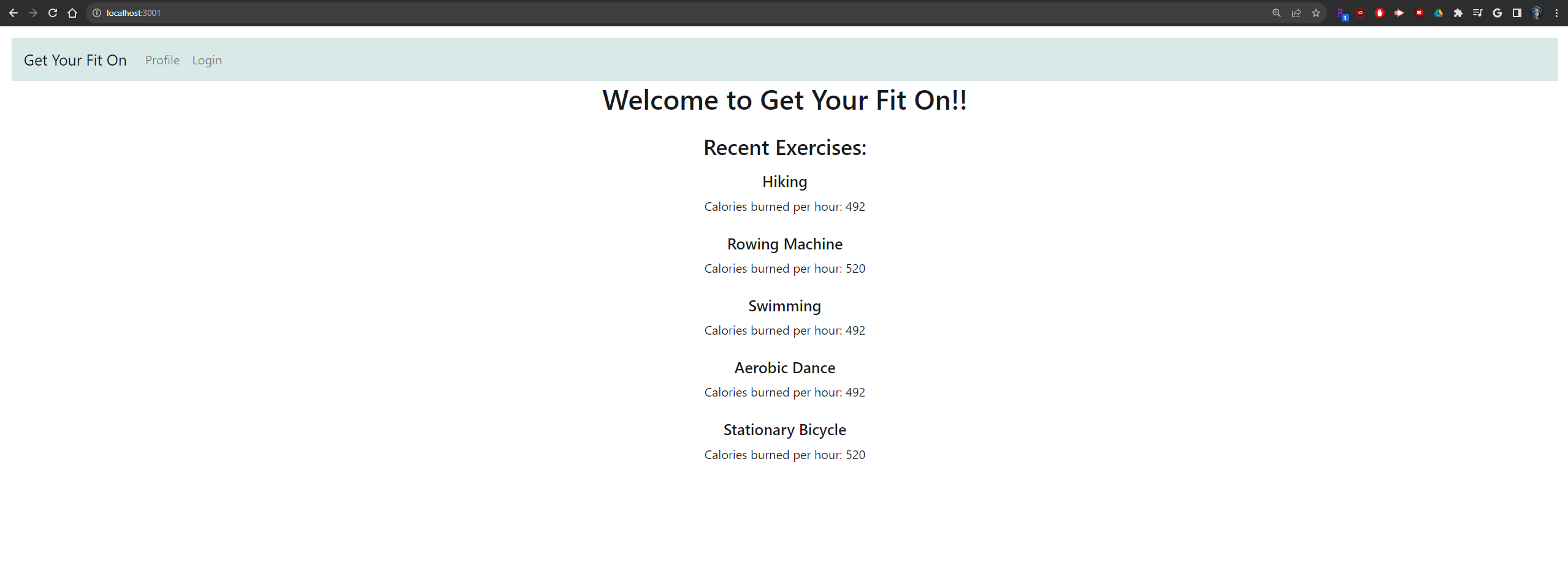 Homepage of Get Your Fit On Website