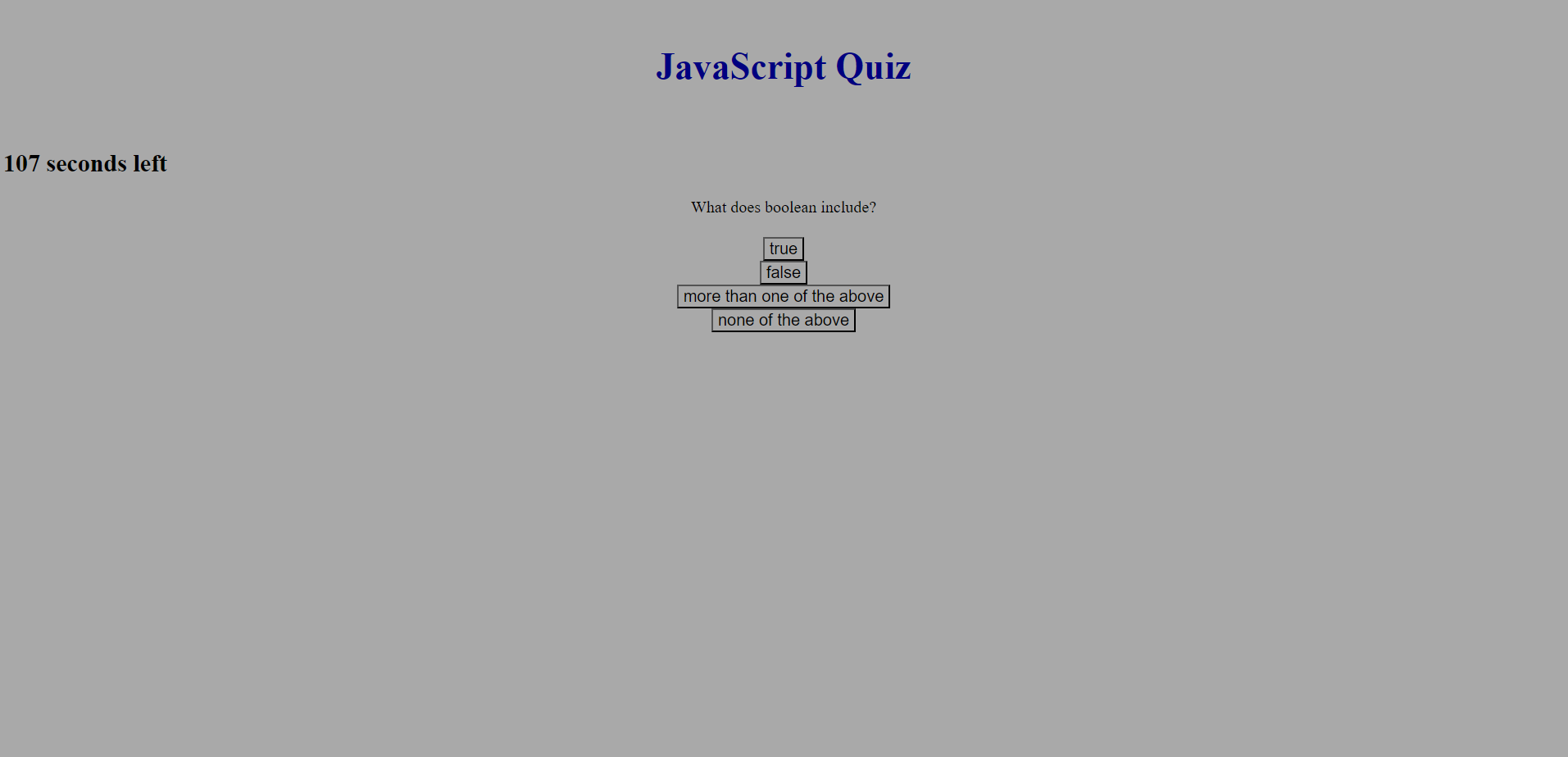 JavaScript Timed Quiz Website